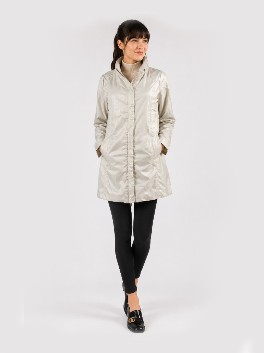 MACKAGE Trench Coat Zip & Snap Closure in Champagne Beige